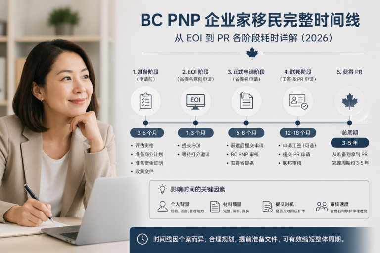 BC PNP 企业家移民周期 - 从 EOI 到 PR 各阶段耗时详解