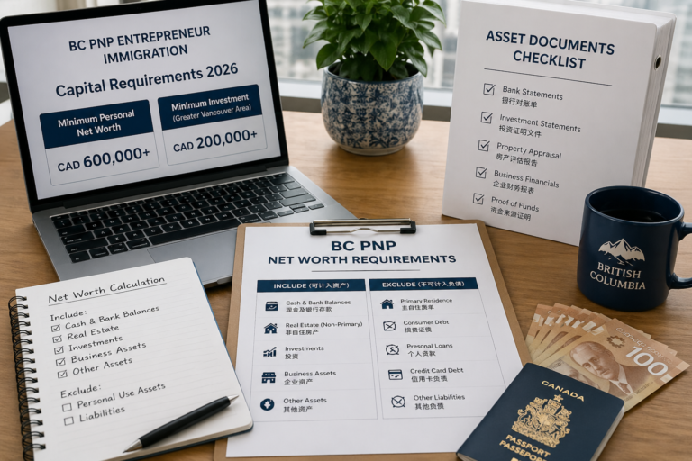 BC PNP 企业家移民资金要求 – 60万净资产计算方式和证明文件