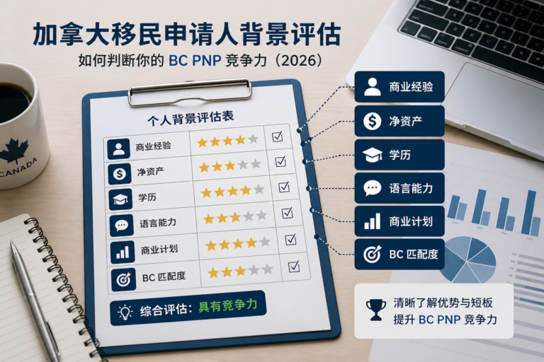 加拿大移民申请人背景评估框架 - BC PNP 商业移民竞争力自查指南